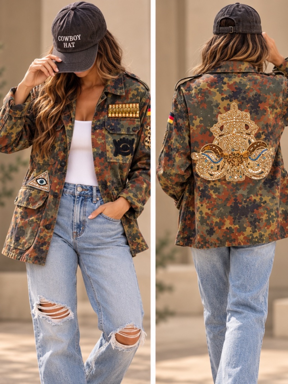 Figue Embellished German Military Camo Jacket | Size S | Vintage 1999